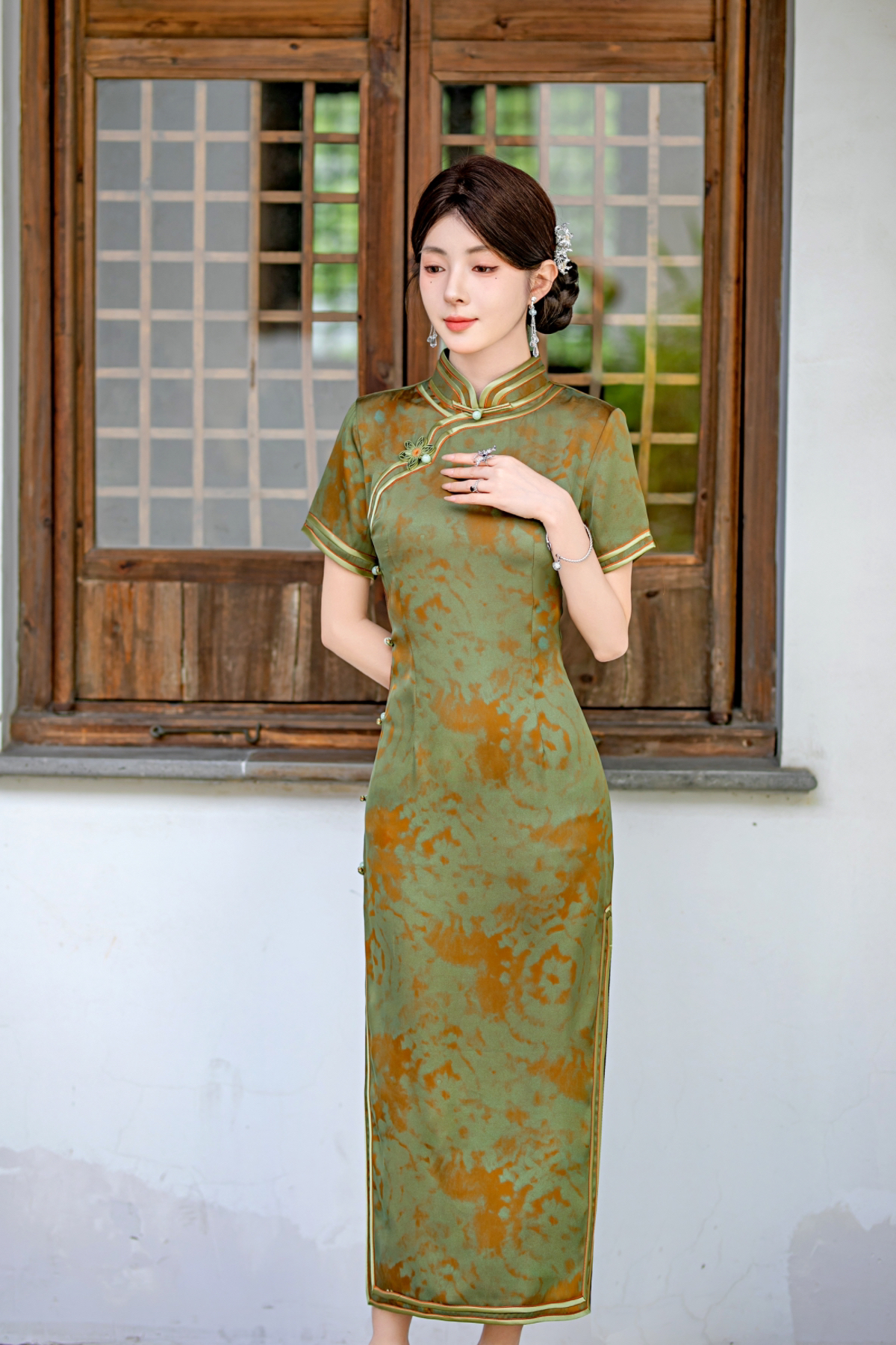 【679】（衣长125cm）重工气质单层春夏季爆款旗袍