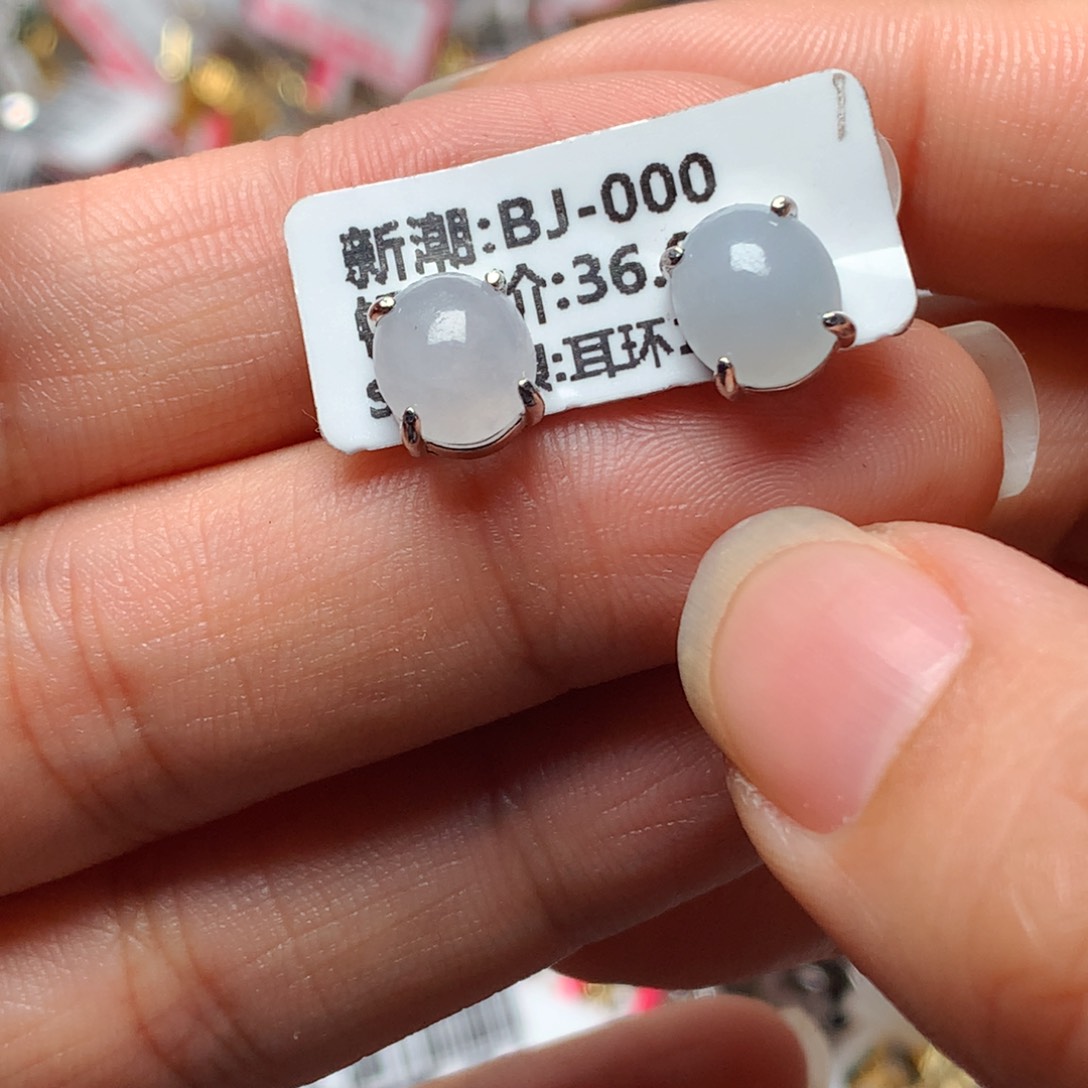 翡翠戒指银S925镶嵌天然翡翠耳饰