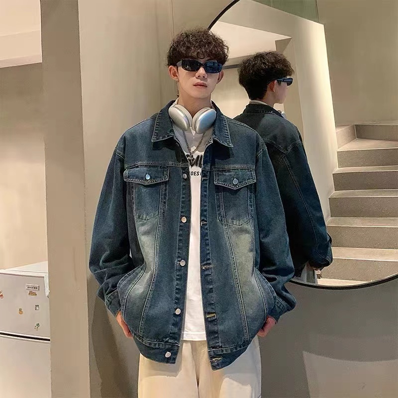 W10001N春季新款男士男装翻领牛仔外套潮流百搭上衣衣服