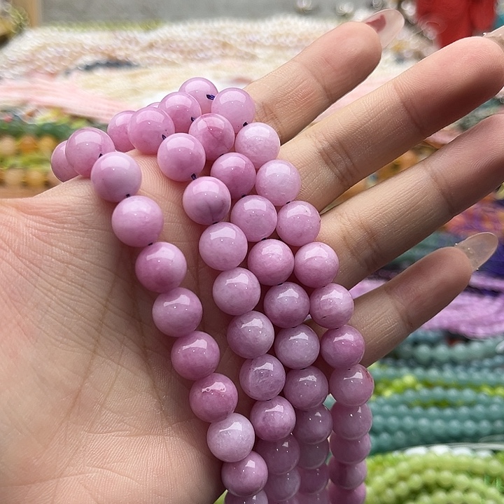 玛瑙/玉髓珠宝半成品未镶嵌一条10mm左右紫锂辉