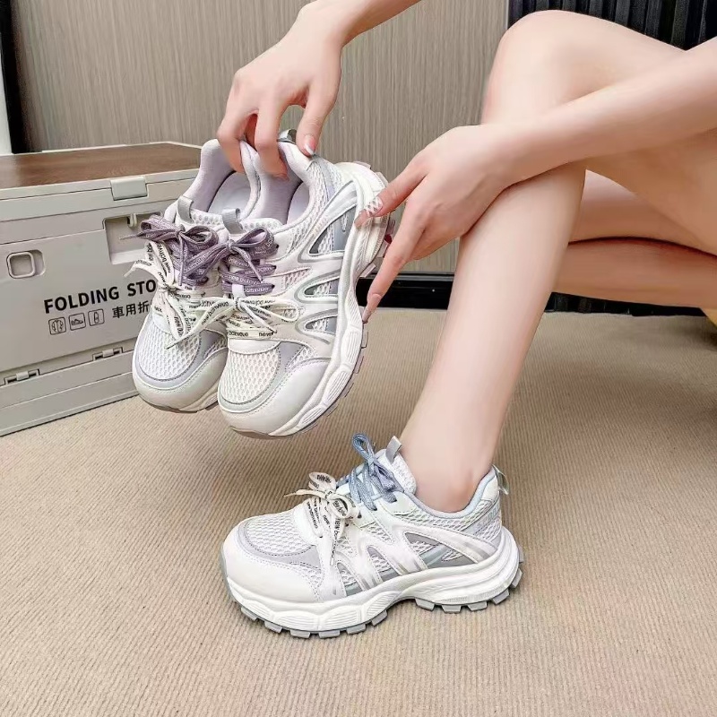 女老爹鞋新款2025爆款厚底增高透气网面鞋显脚小休闲运动鞋百搭女