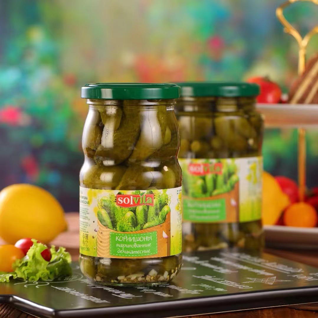 俄罗斯原装进口爽脆酸黄瓜 罐头酱腌菜配菜下饭小菜食品370g