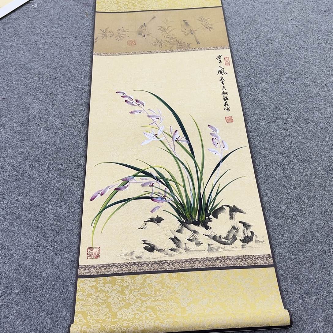 国画国画立体兰花作品