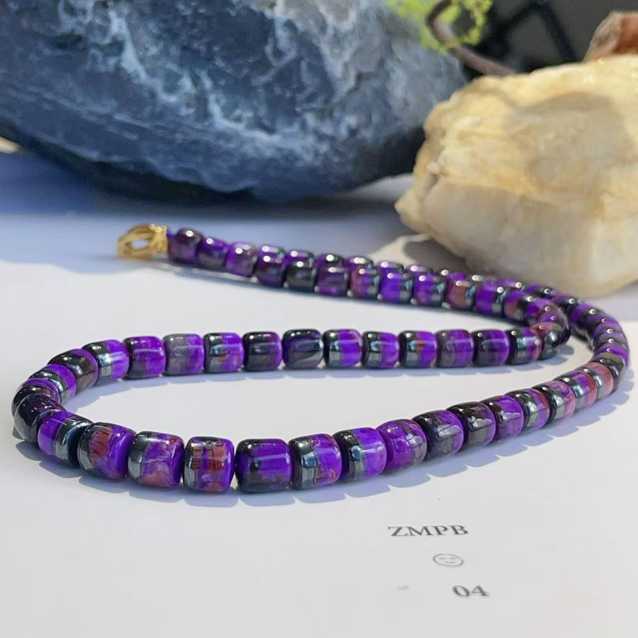 舒俱来高阶火焰红丝绒桶珠项链18K /42cm