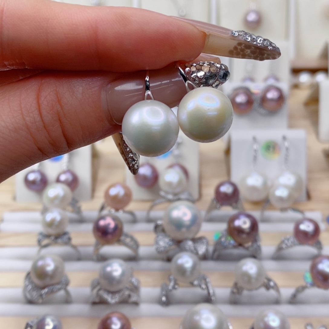 淡水珍珠耳饰银S925镶嵌