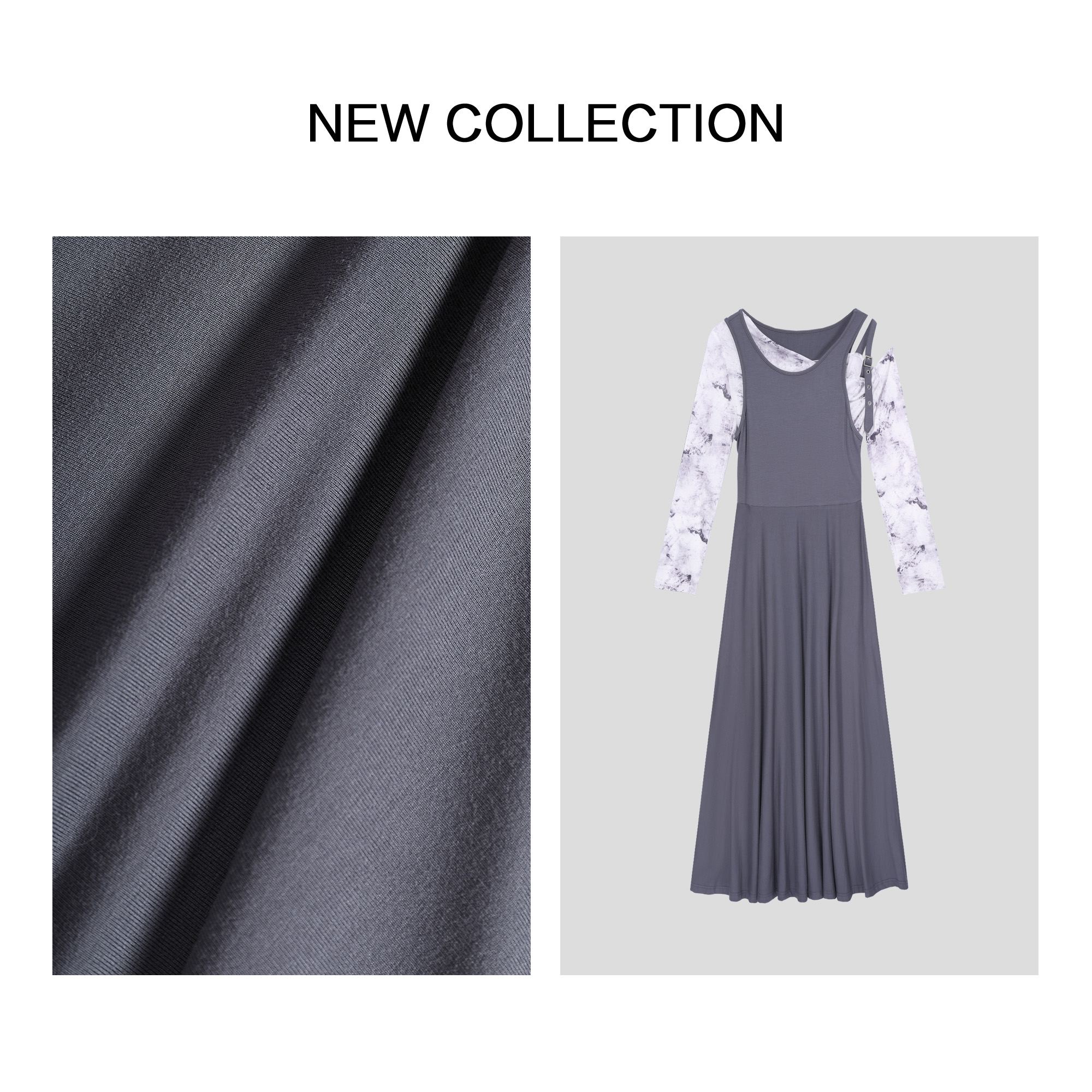 【龙哥专属】D3F39011B 时尚简约连衣裙+针织上衣两件套 3127