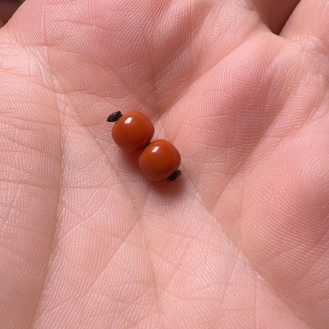 南红玛瑙对珠6.6mm未镶嵌