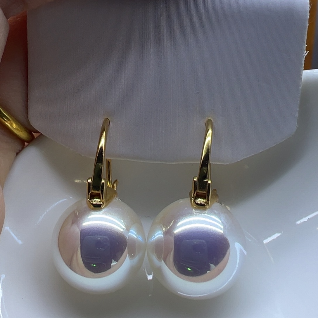 耳饰银S925镶嵌淡水珍珠