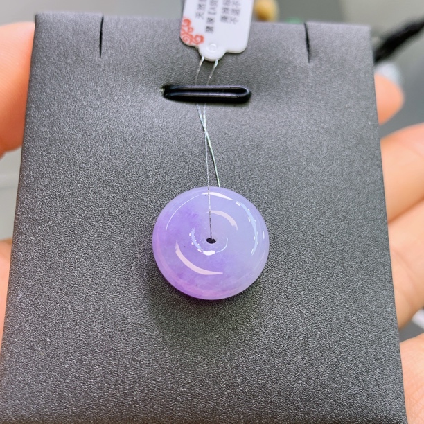 缅甸天然翡翠A货冰润紫平安扣A756#