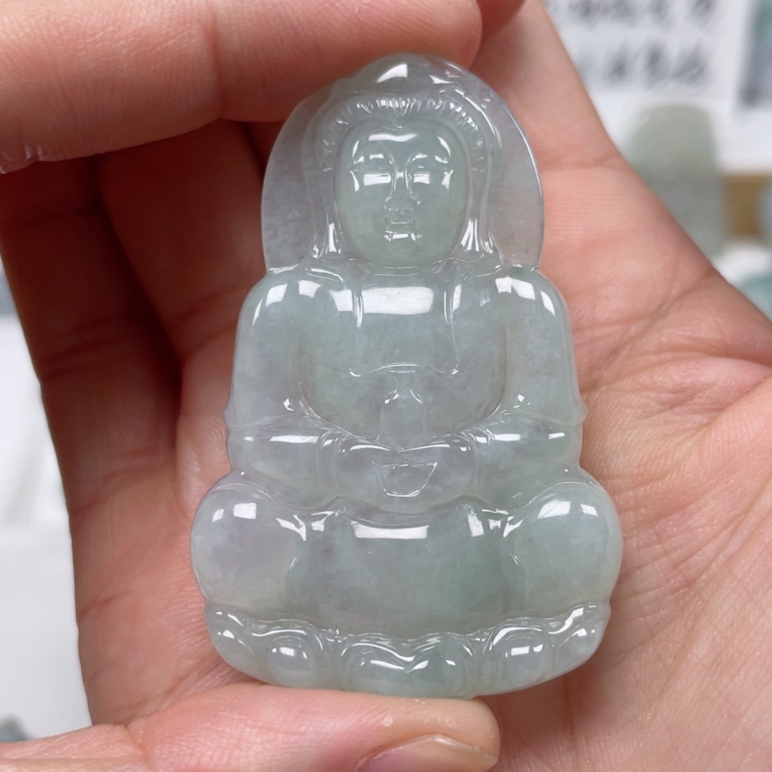 翡翠颈饰未镶嵌天然翡翠A货观音23号