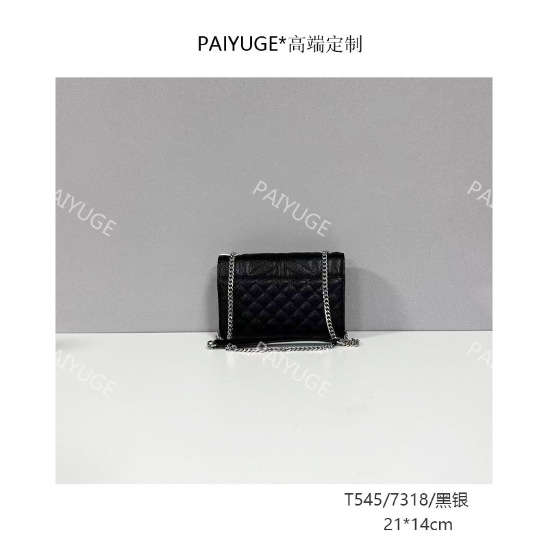 T545/7318/黑银 paiyuge高端订制女士手提单肩斜挎包 2124