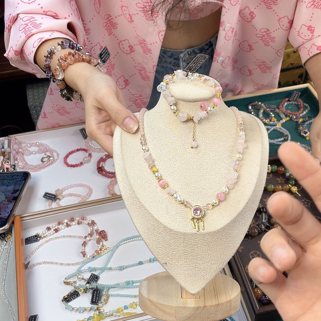 水晶手链银S925镀金镶嵌