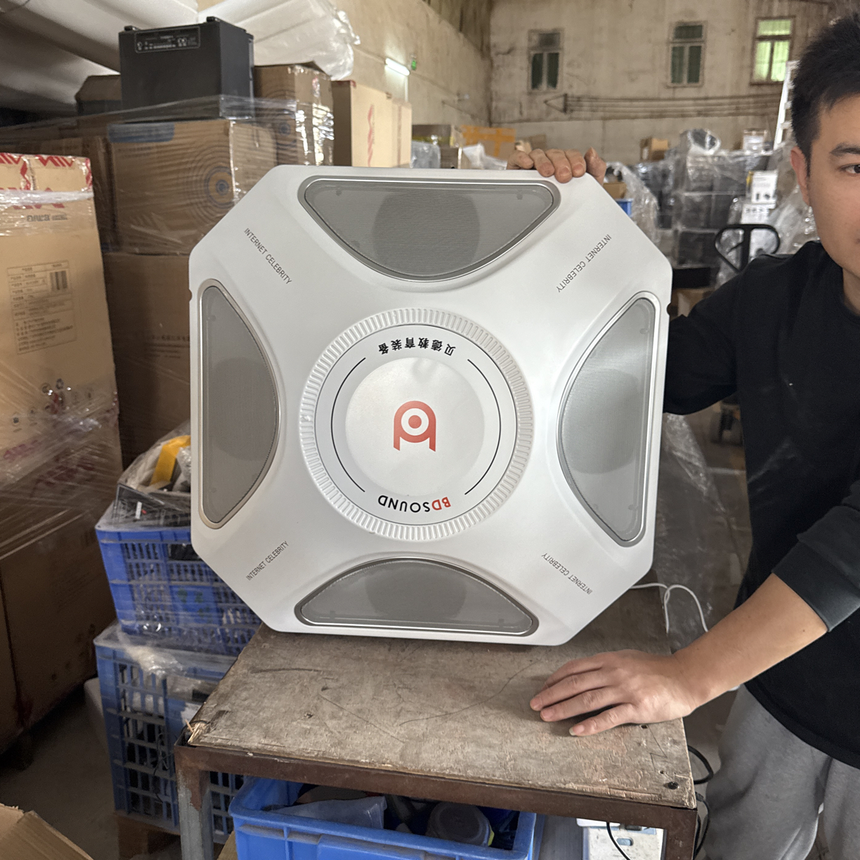 9新  插电款吸顶音响，不包邮，带架子，不带麦