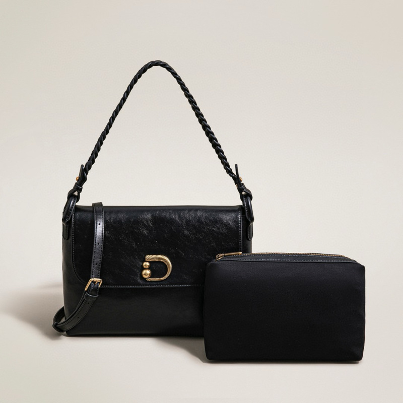 【LULU】SK-93122-黑色RAIN.CUN气质时尚百搭简约斜跨轻奢女包