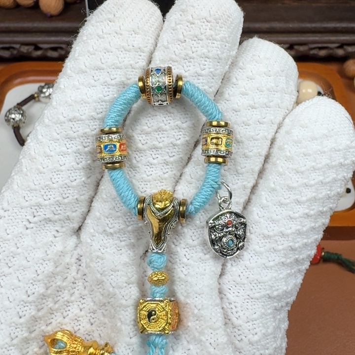 *****铜合金太极鎏金色三通套装