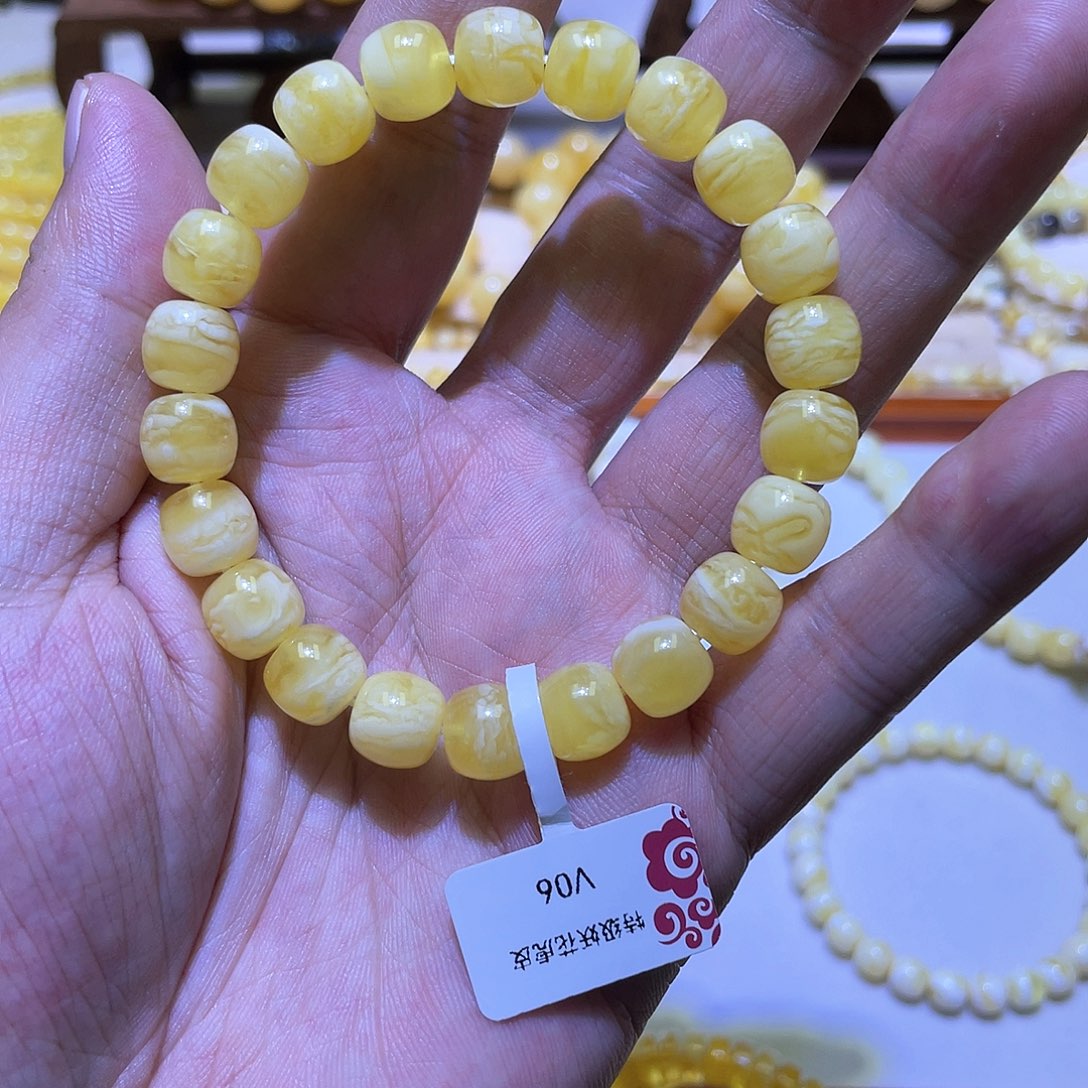 蜜蜡手串未镶嵌9.5-9mm虎皮