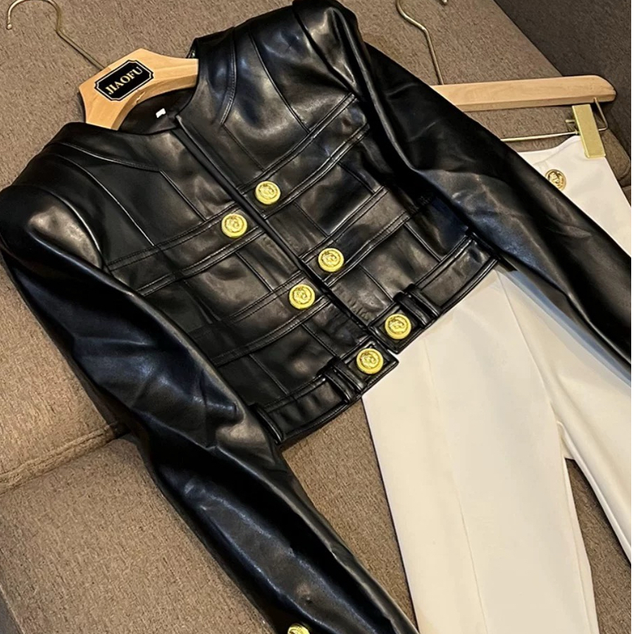 库存瑕疵尾货真皮真毛女士休闲时尚运动皮衣