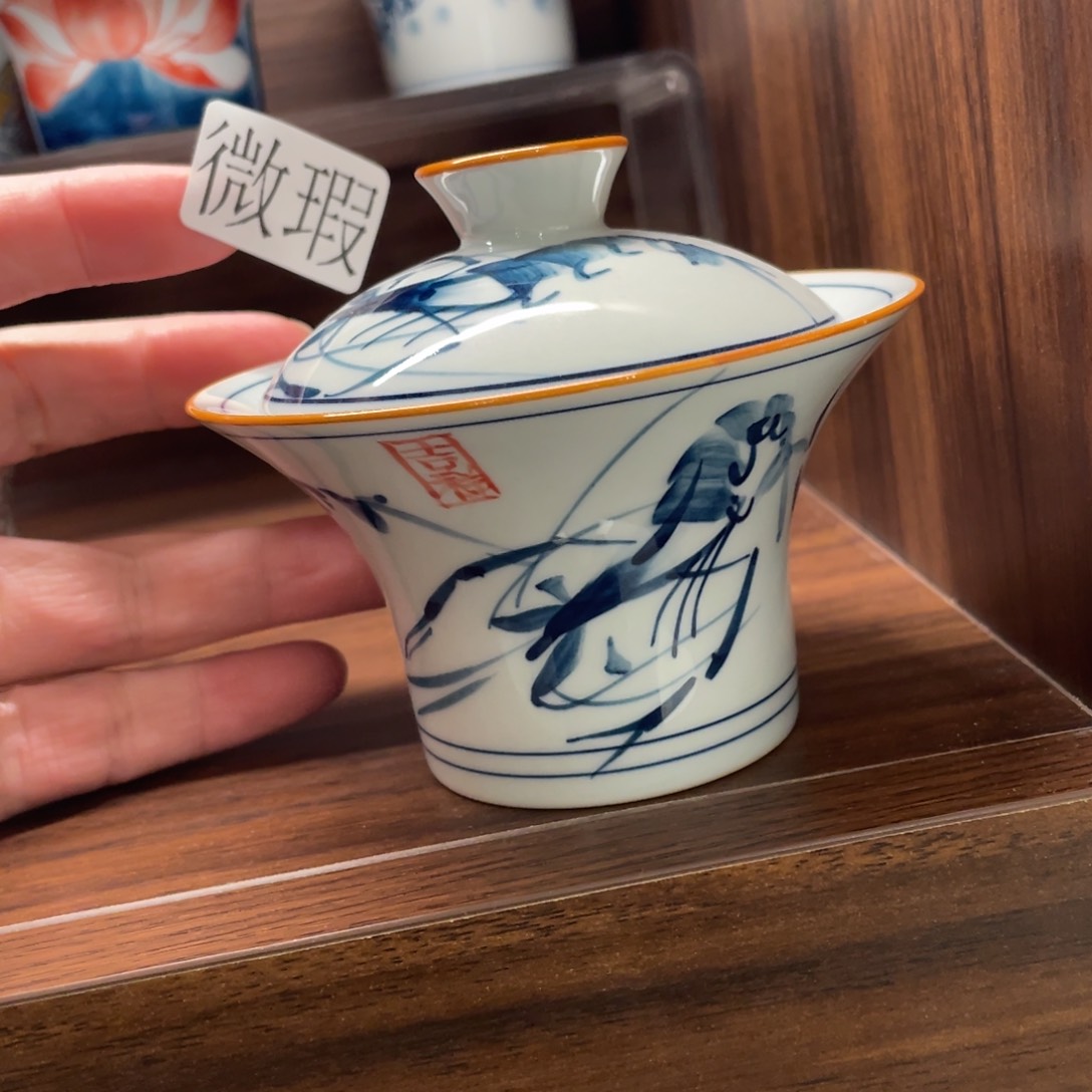 釉下手绘茶具微瑕