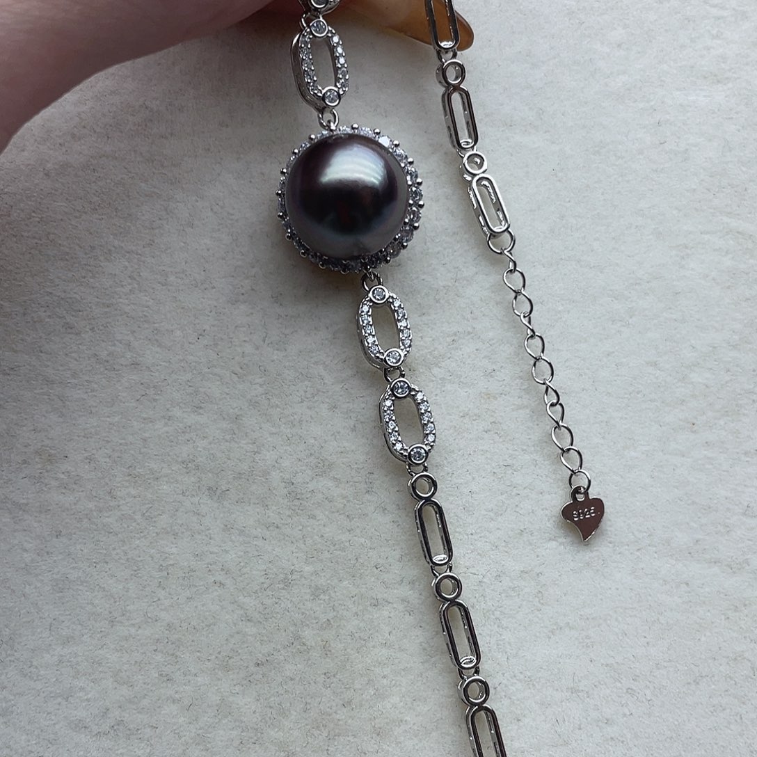 银S925镶嵌手链99海水珍珠