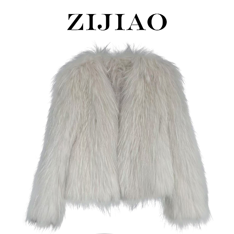 【媛媛女王专享】1原创设计师貉子毛编织皮草冬装外套YYOG-001