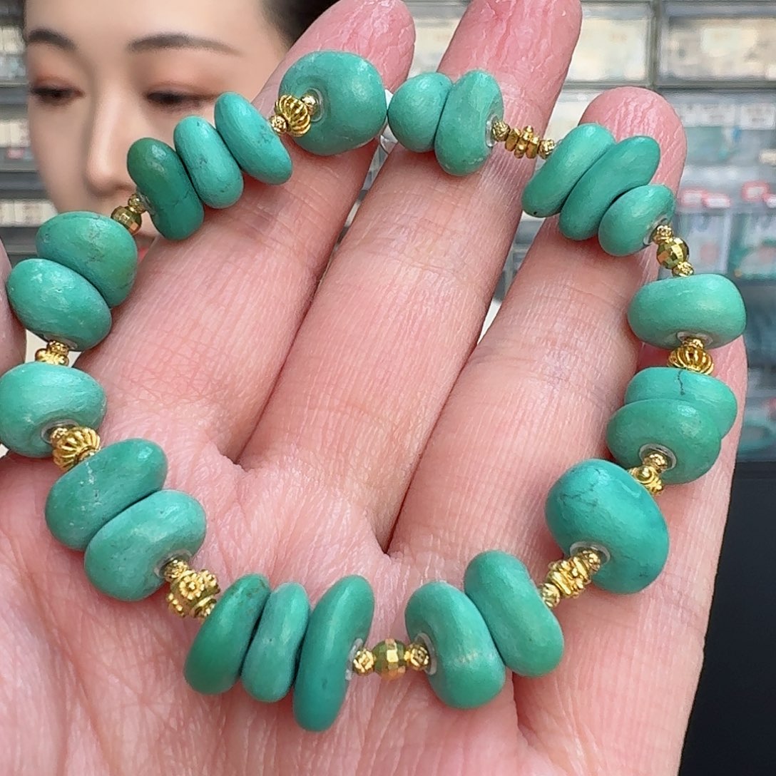 绿松石珠宝奇石18K金镶嵌