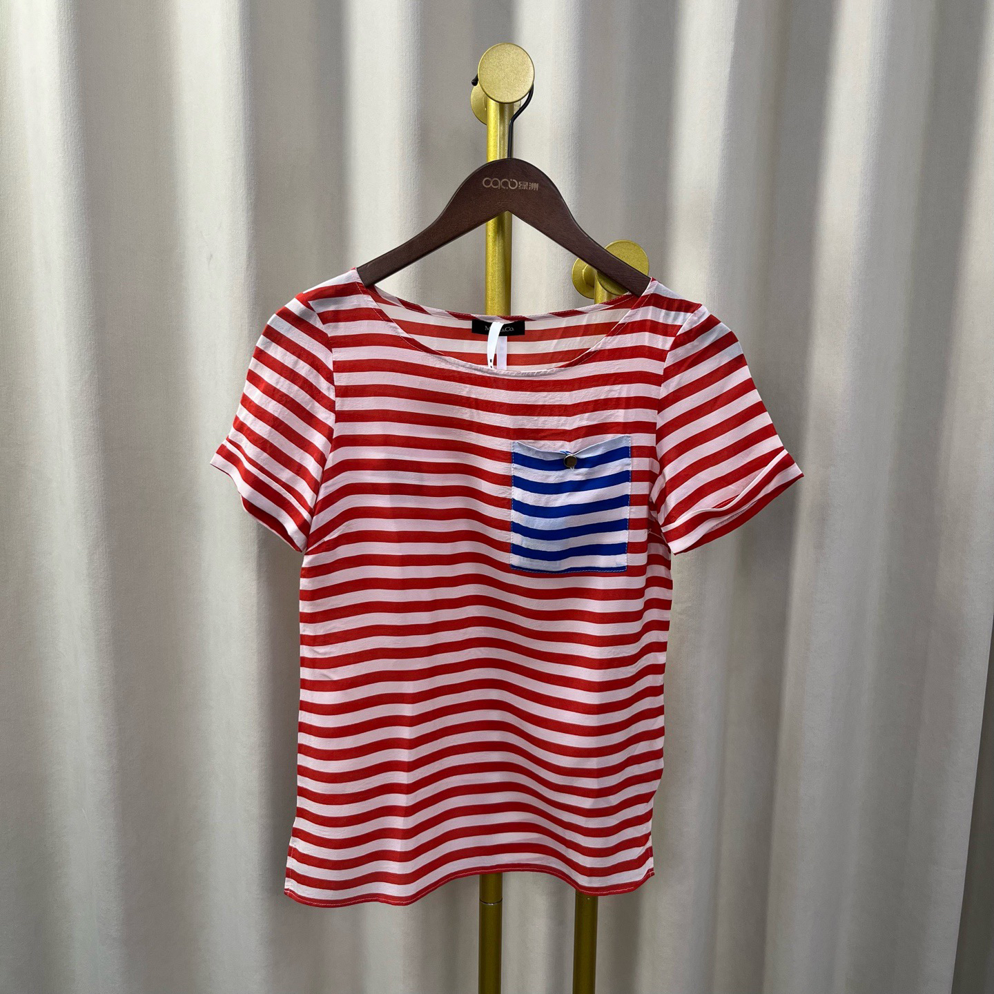 99新 MaxMara （复线）红色条纹短袖 38码