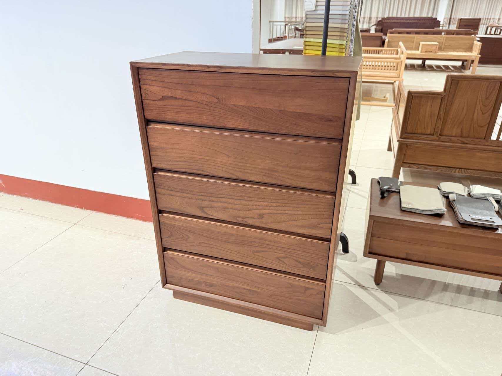 胡桃木五斗柜全实木卧室客厅收纳柜抽屉式新中式储物