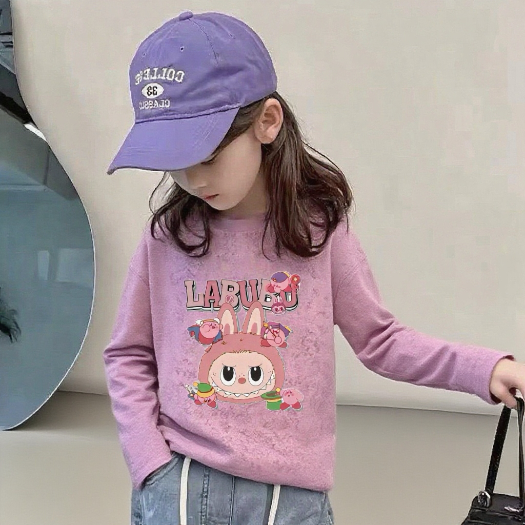 【秋上新】女童扎染长袖T恤春秋2025新款洋气儿童打底中大童上衣潮