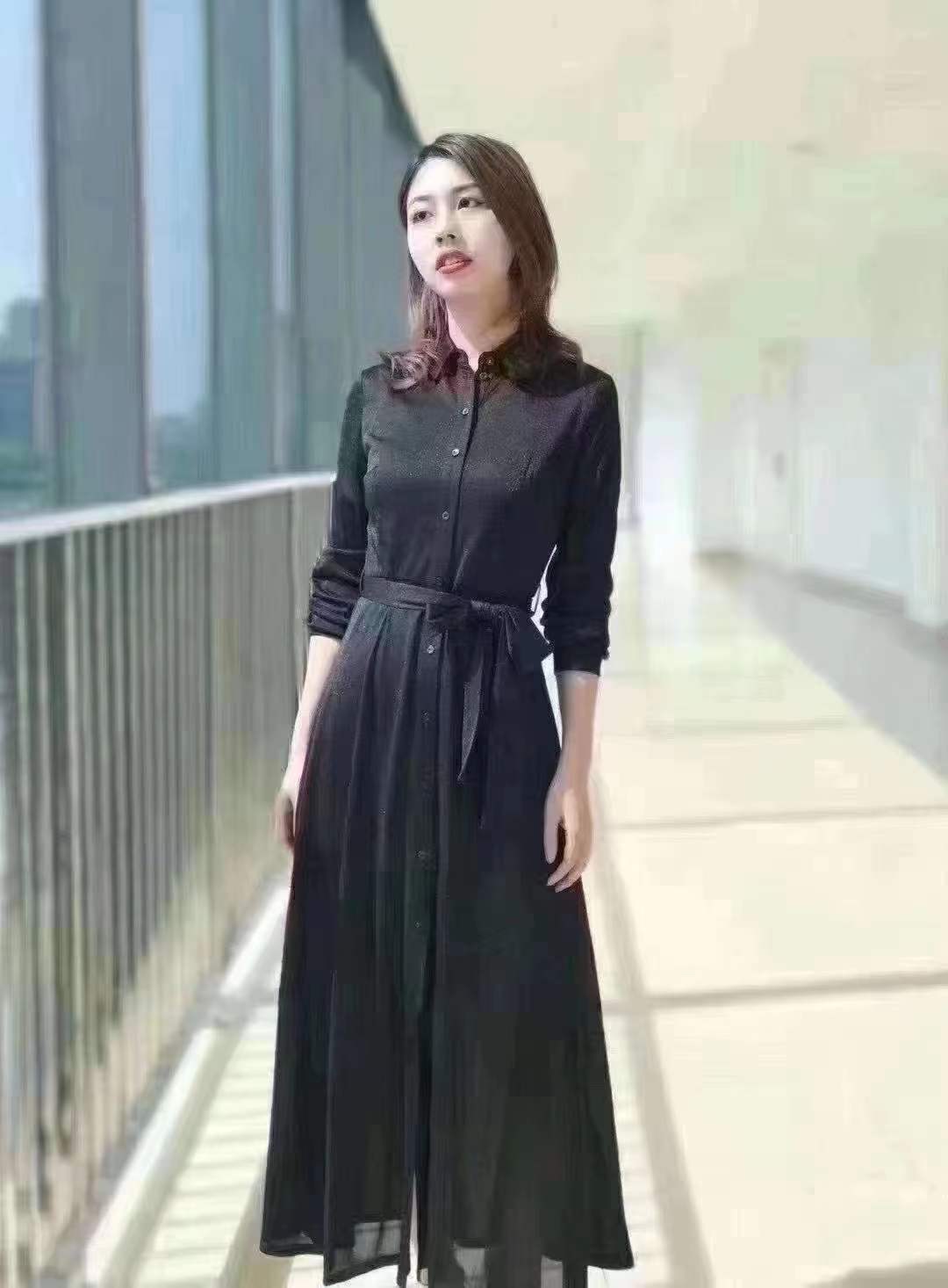 不支持退换/百搭修身黑色简约连衣裙秋季1500290