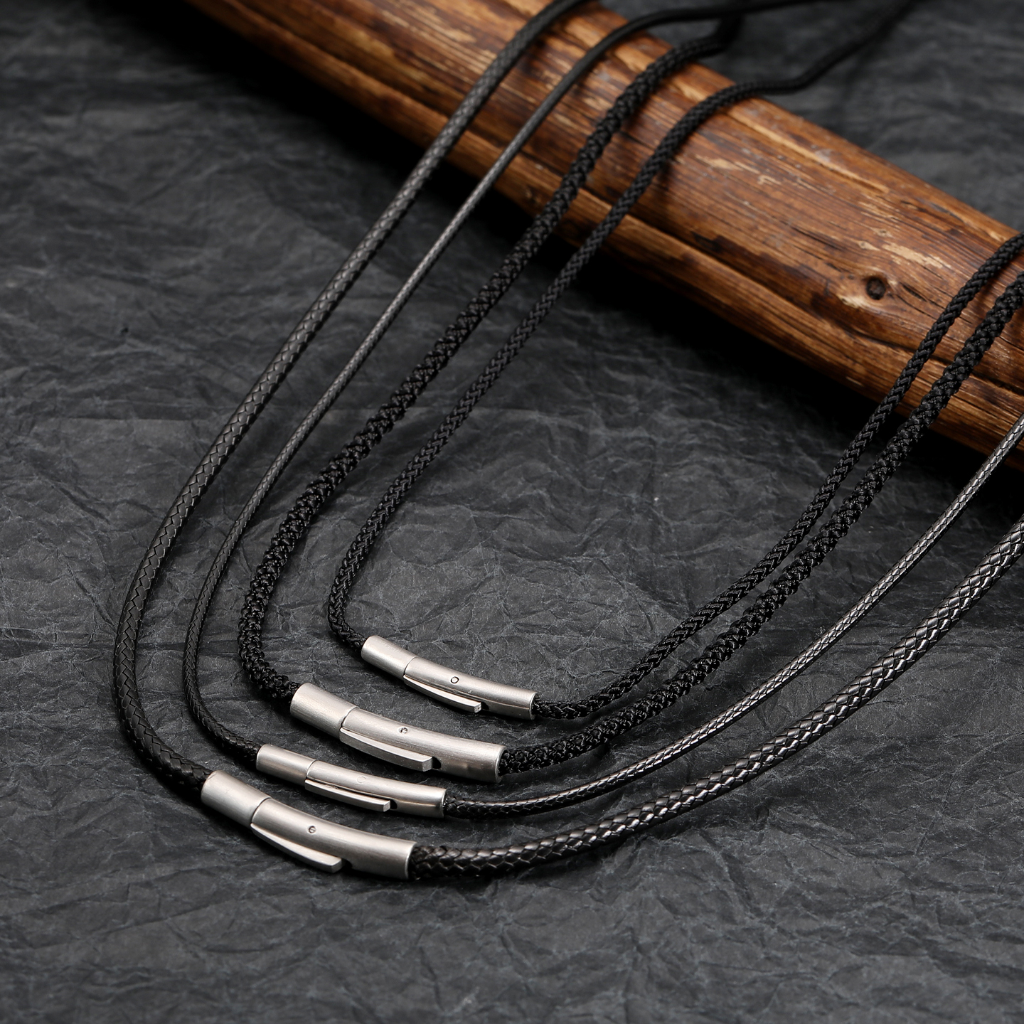 不锈钢吊坠 暗扣皮绳吊坠配绳水晶佛像玉坠金银挂件专用绳蜡绳