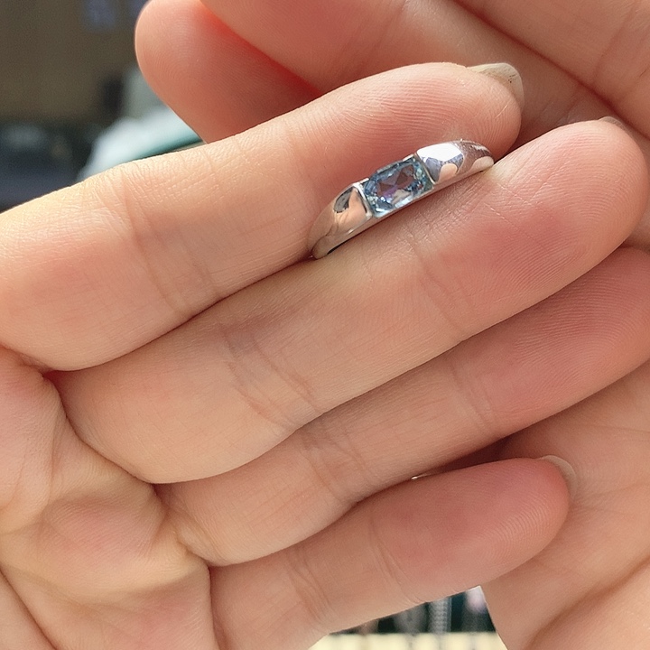 海蓝宝石戒圈银S925镶嵌