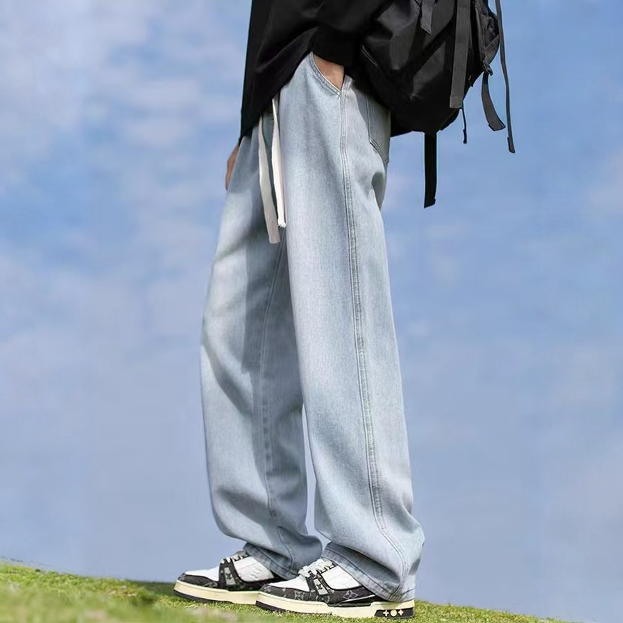 【阳阳甄选】美式复古水洗渐变抽绳加绒牛仔裤（NZK401）