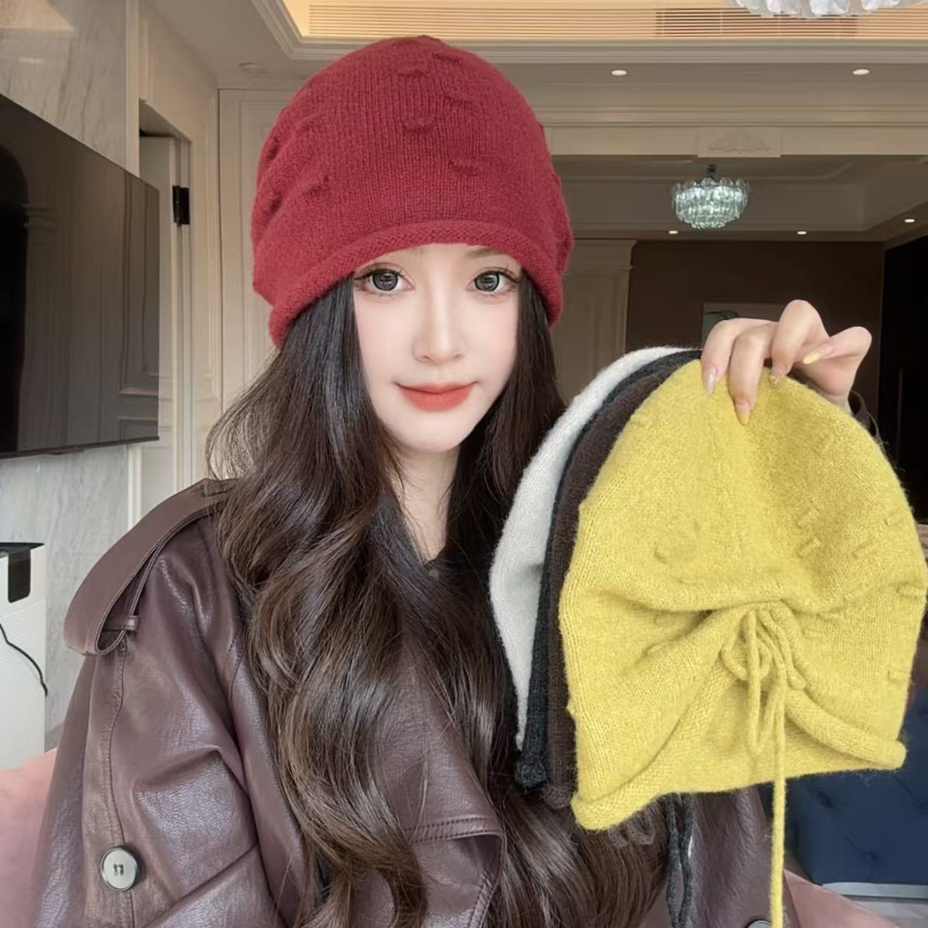 羊绒卷边堆堆帽包邮帽韩版宽松弹力冷帽柔软帽女包头帽