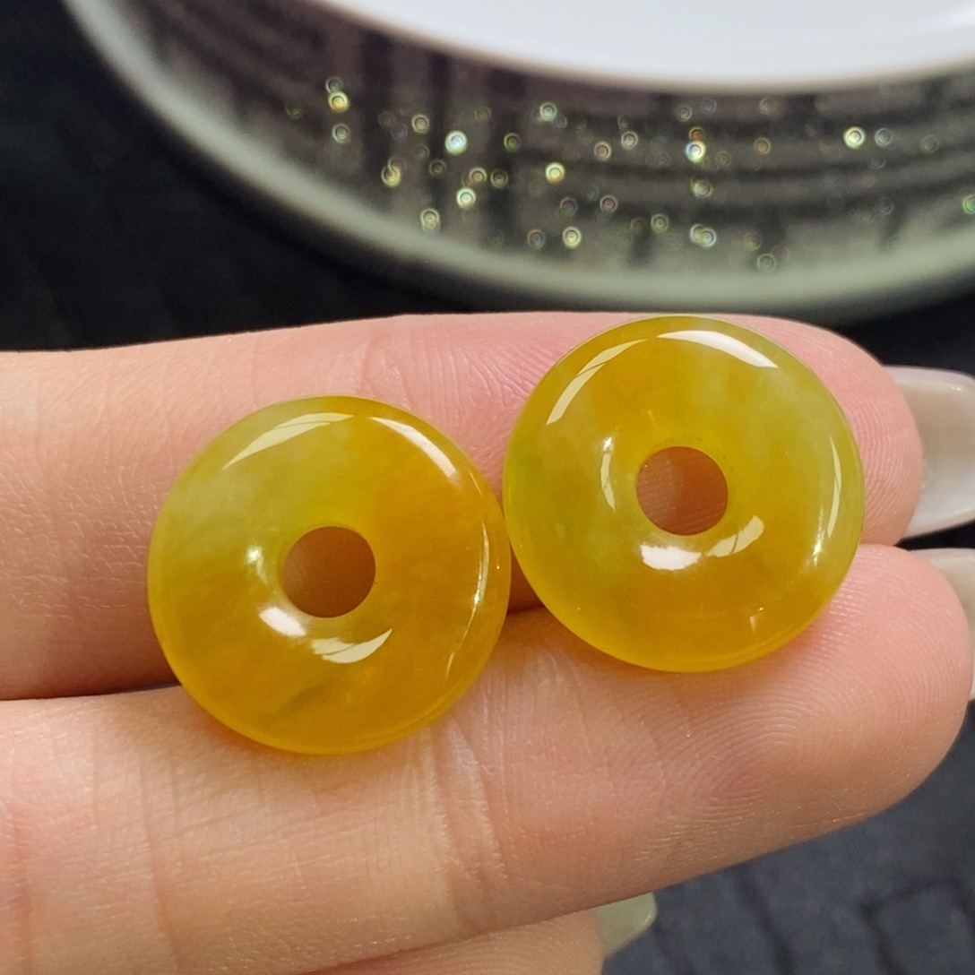 未镶嵌翡翠耳饰黄翡甜甜圈