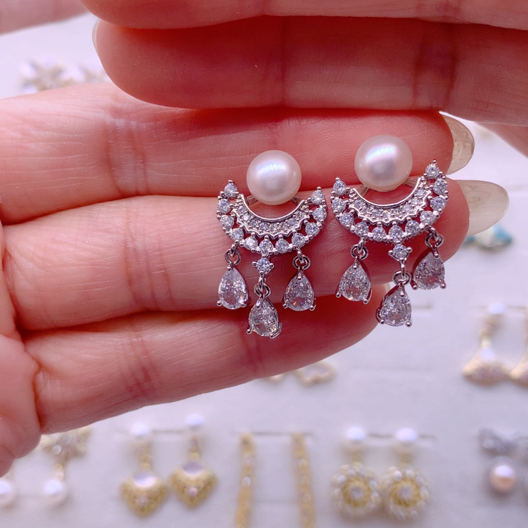 耳饰合金淡水珍珠