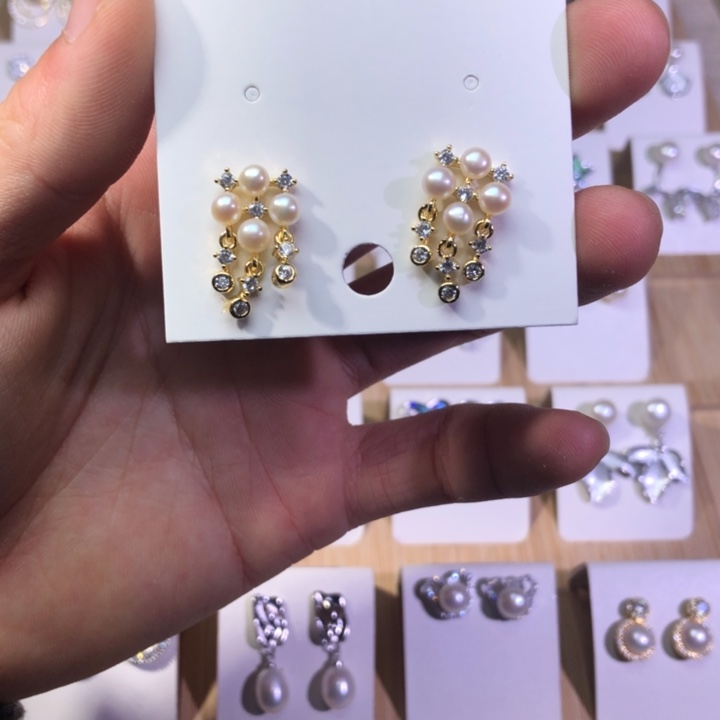 淡水珍珠耳饰银S925镶嵌
