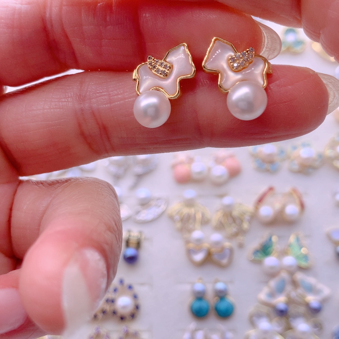 耳饰合金淡水珍珠