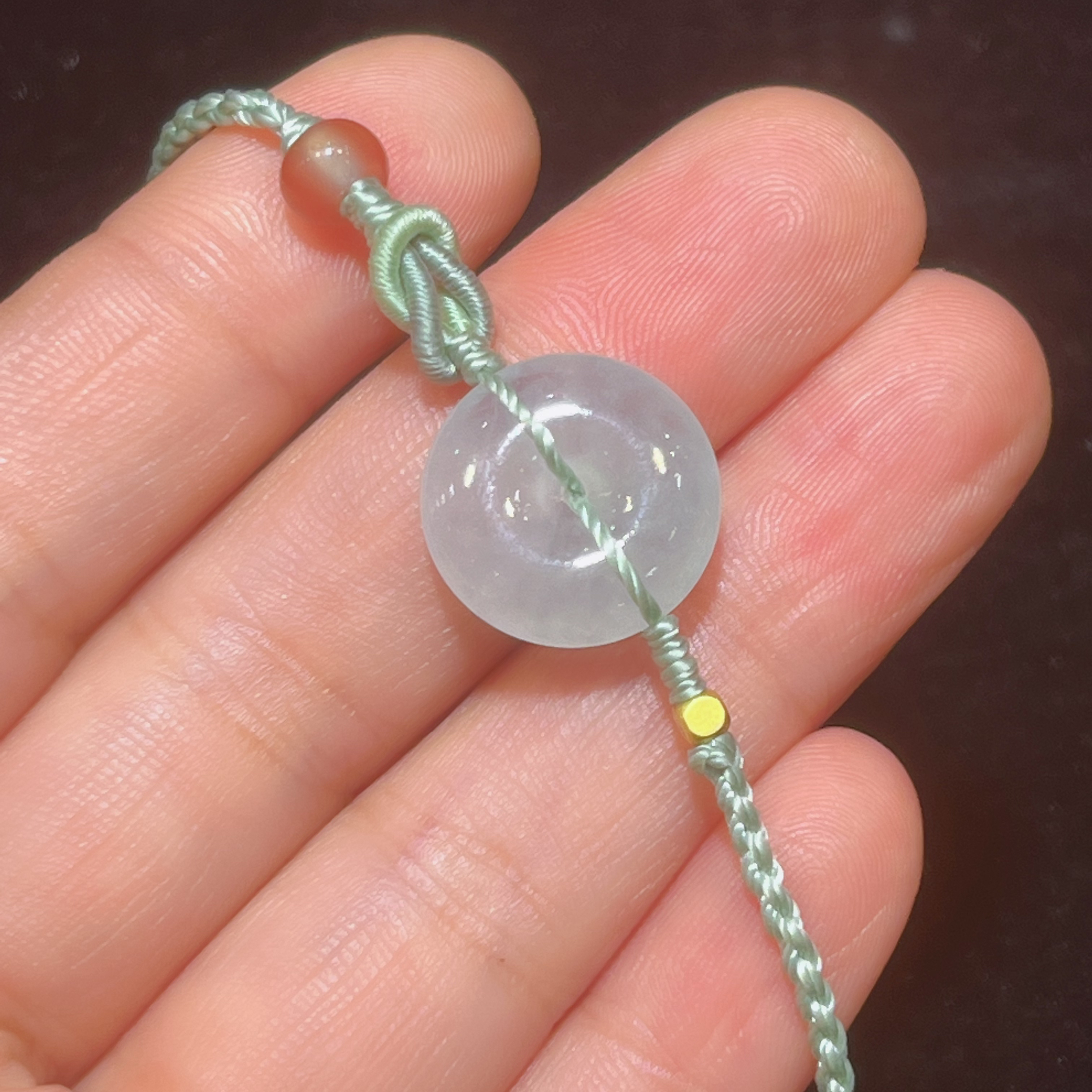 缅甸天然a货翡翠，平安扣手绳