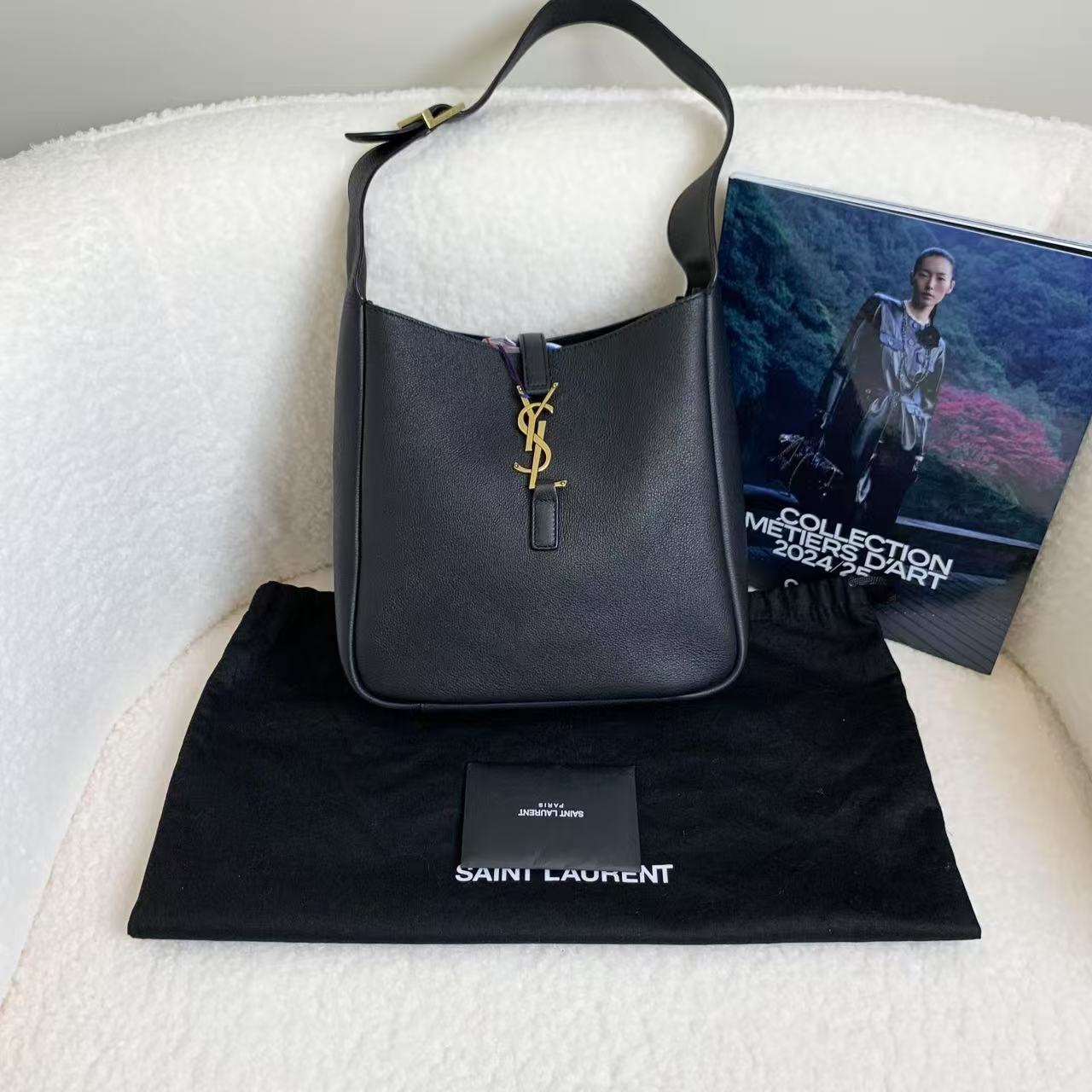 99新 YSL/圣罗兰 壹臻/黑金hobo小号 91015740