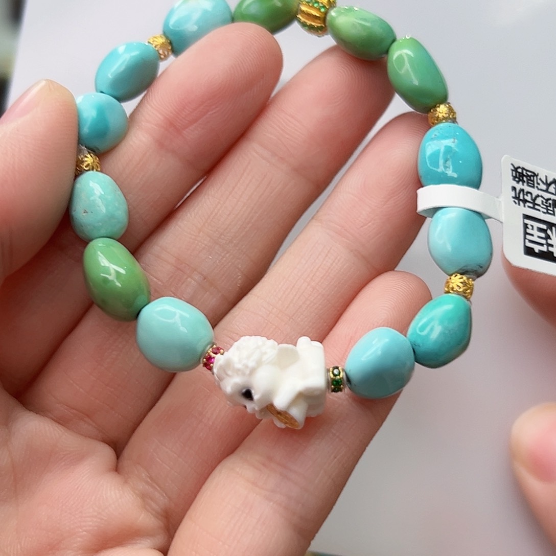 绿松石珠宝奇石18K金镶嵌