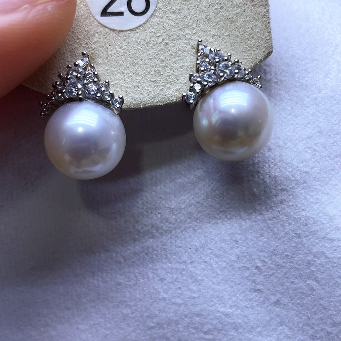 淡水珍珠耳饰银S925镶嵌