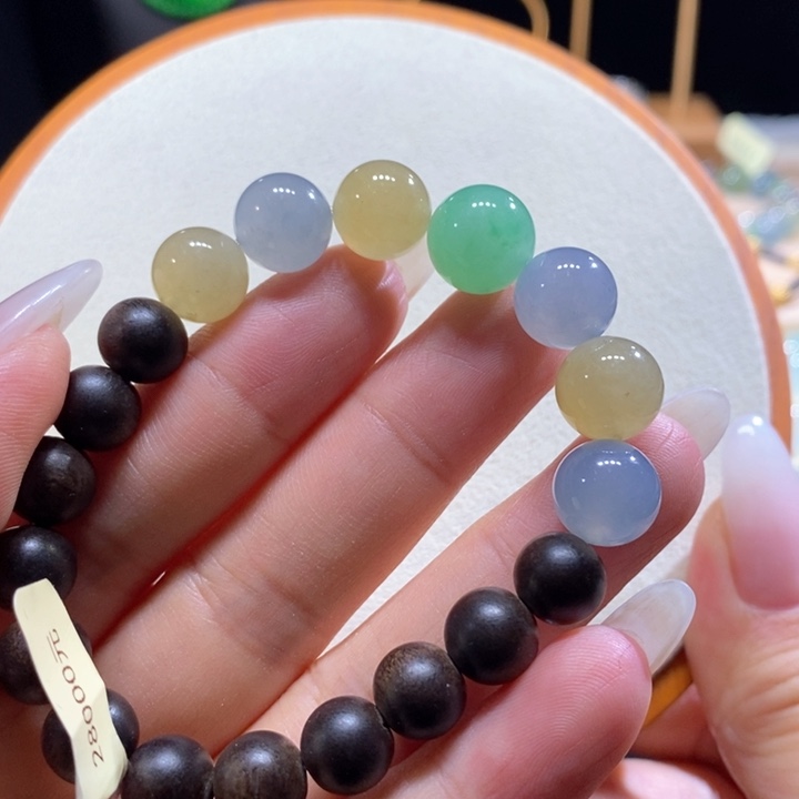 翡翠未镶嵌吊坠(不含链)翡翠糖果色手串