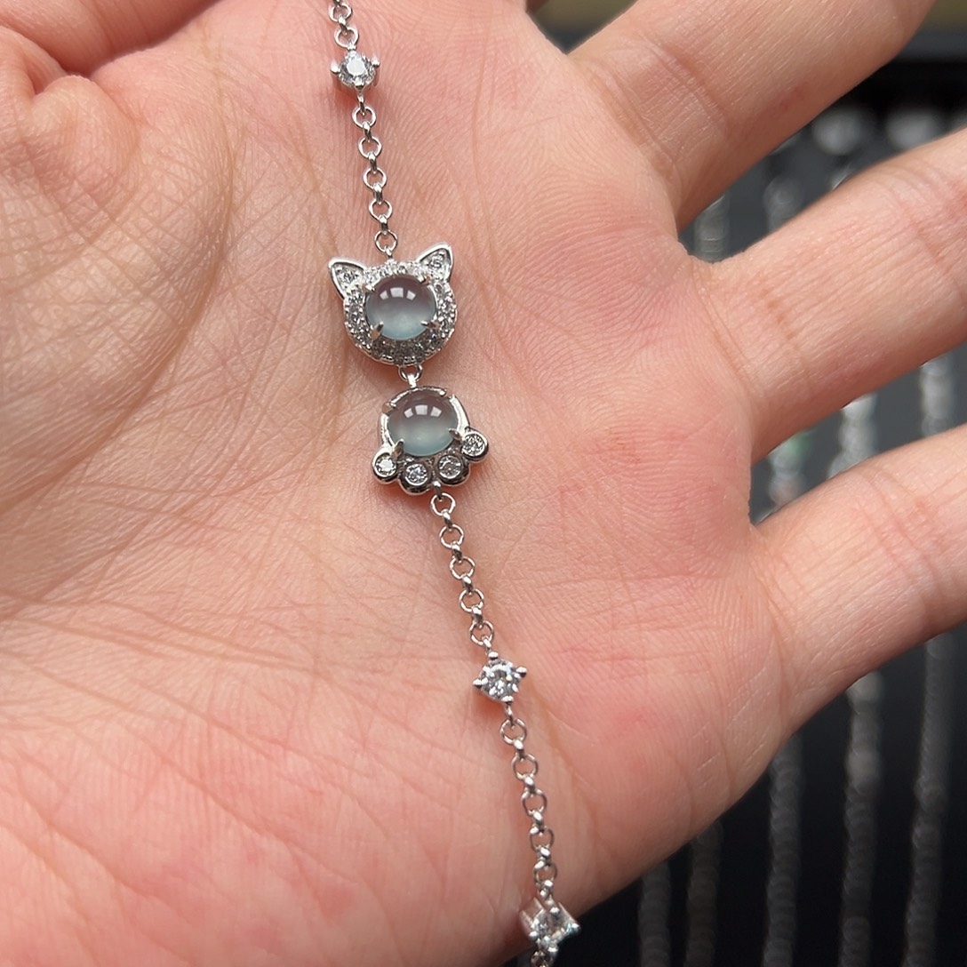 翡翠银S925镶嵌手链