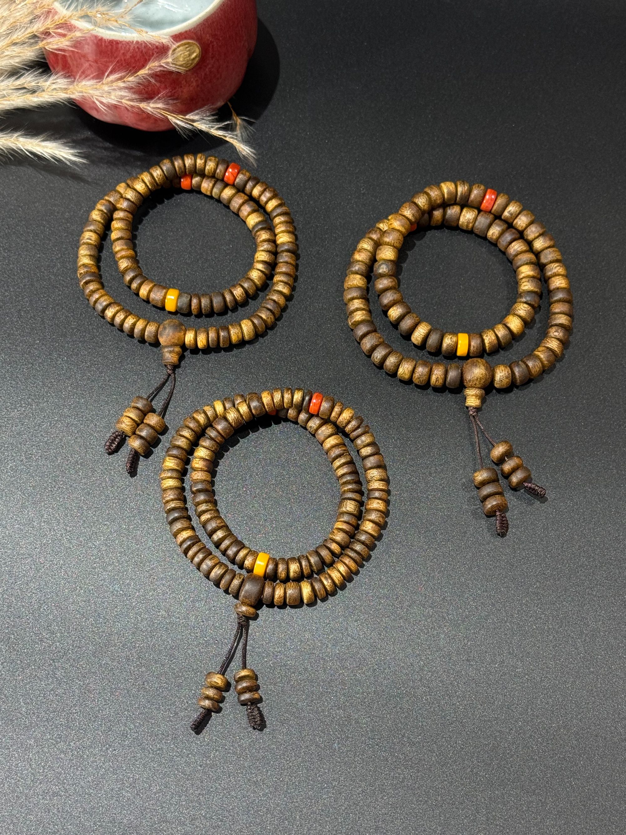 沉香顺化红土 随型药片珠双圈沉香手串（多样发其一)