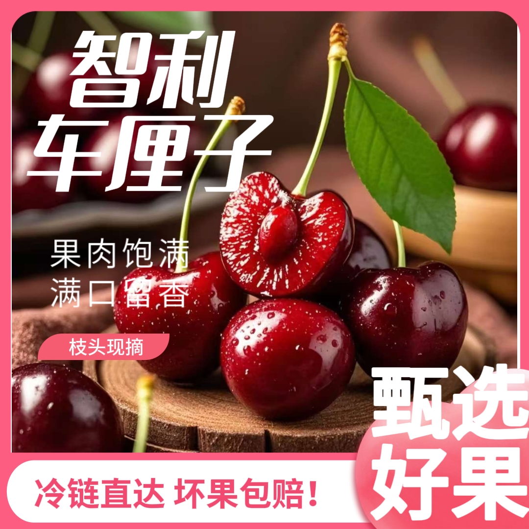 【原箱货净重5斤】智利桑提娜海运车厘子水果4J级内附果径卡