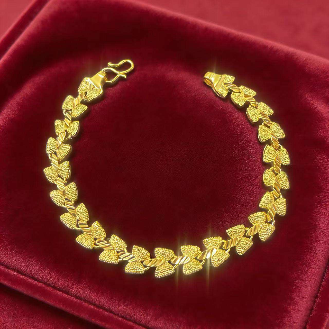 铜合金手镯 【爱心编织手表链】镀真金高品质女款时尚百搭款