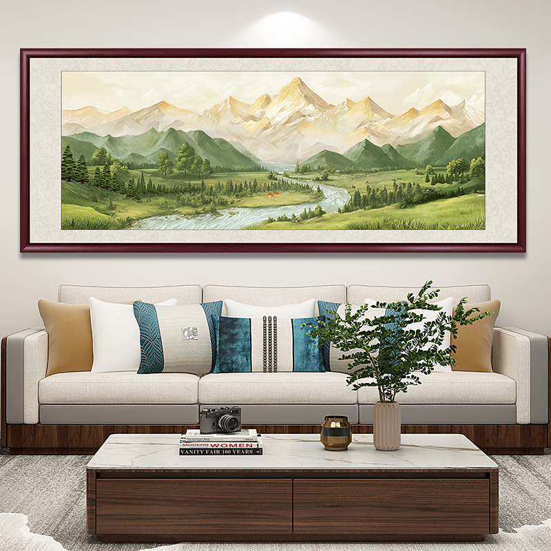 背靠金山挂画新中式客厅沙发背景墙装饰画挂墙卧室床头餐厅墙壁画