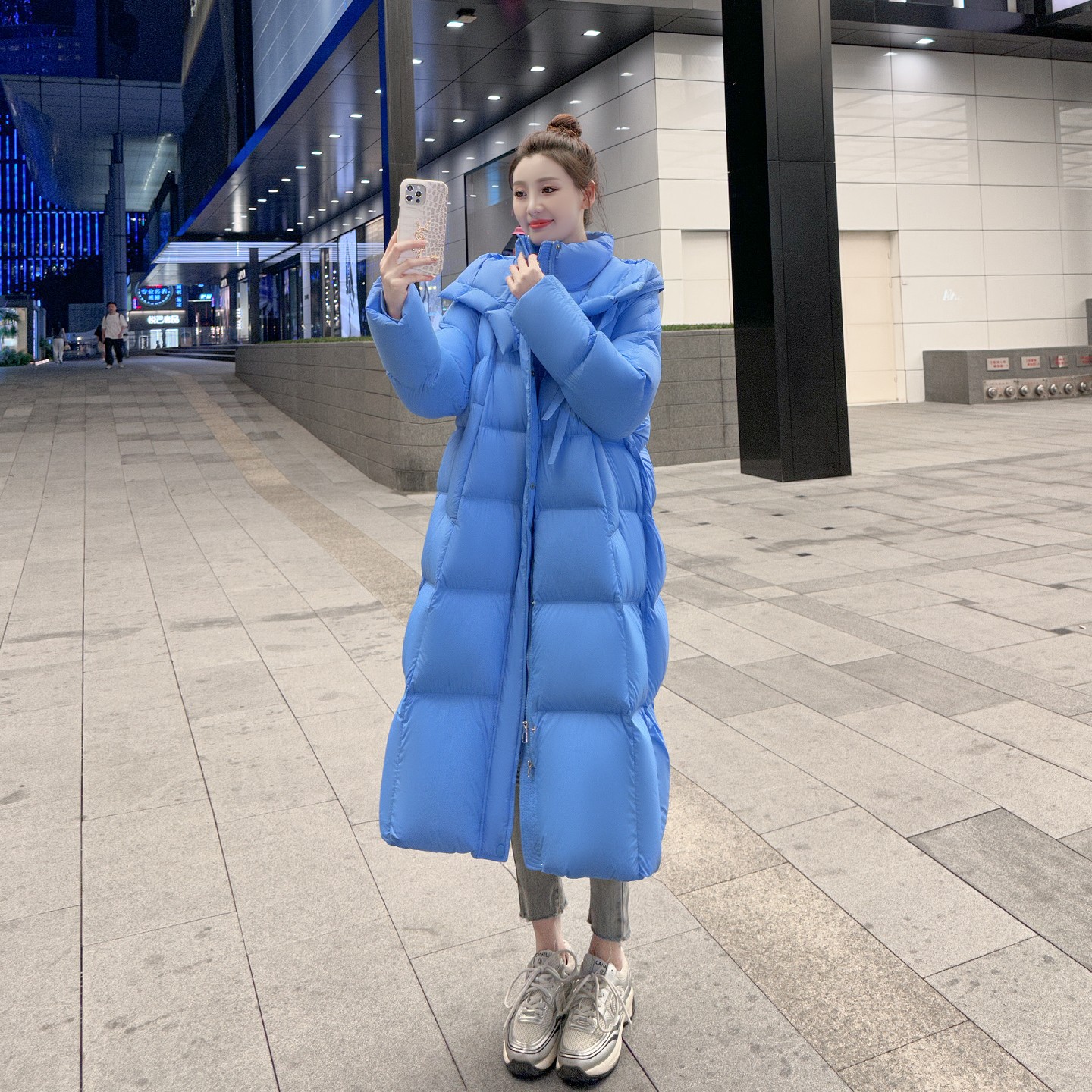 超厚羽绒服女长款过膝2025冬季最新款韩版加厚保暖极寒外套蓝色潮