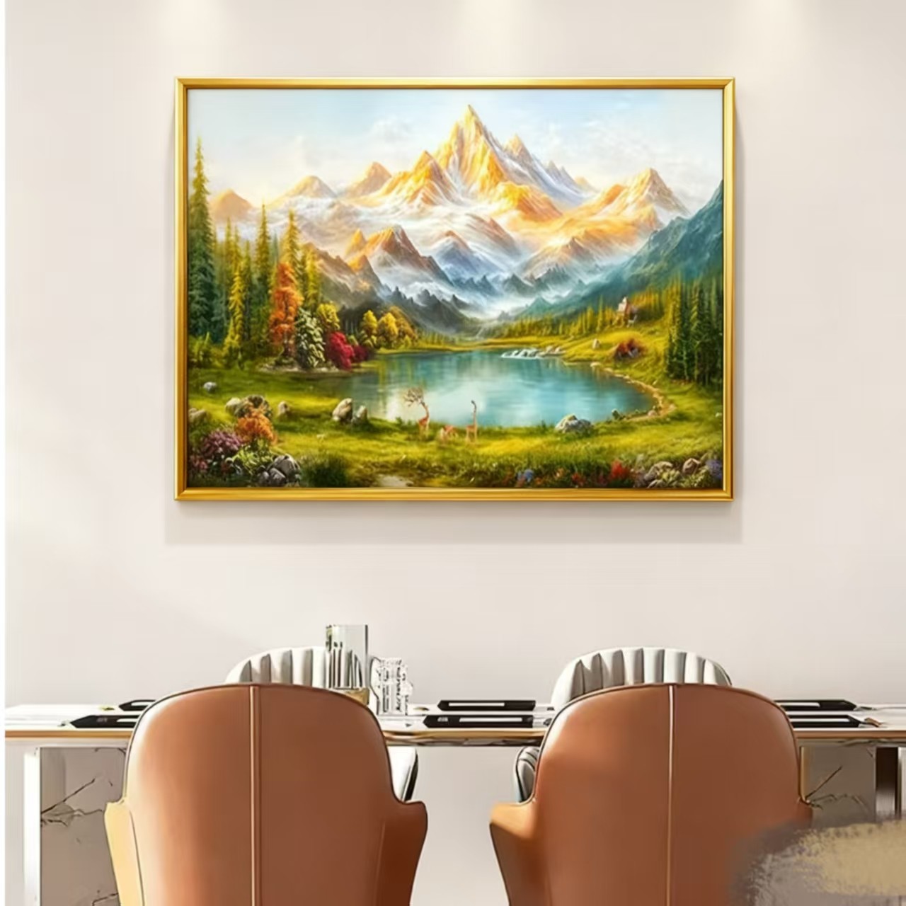 826-日照金山聚宝盆平面山水风景沙发背景墙挂画轻奢高级感