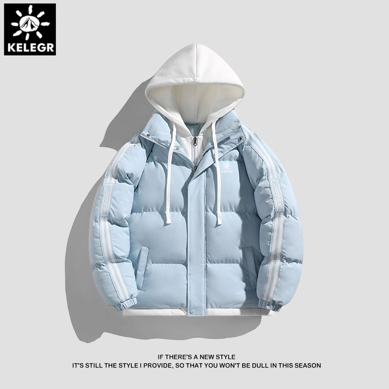 【凯家棉服系列】棉服男同款假两件外套保暖棉衣宽松连帽棉衣面包服